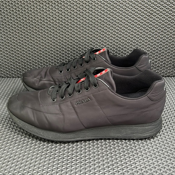 Prada Nylon Black Sneakers 4E3355 Mens 12 US - Picture 1 of 9